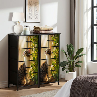 4 Drawer Dresser for Bedroom, Narrow Chest of Drawers, Wooden Top and Study Iron Frame 18"x37.5"-(WxH)