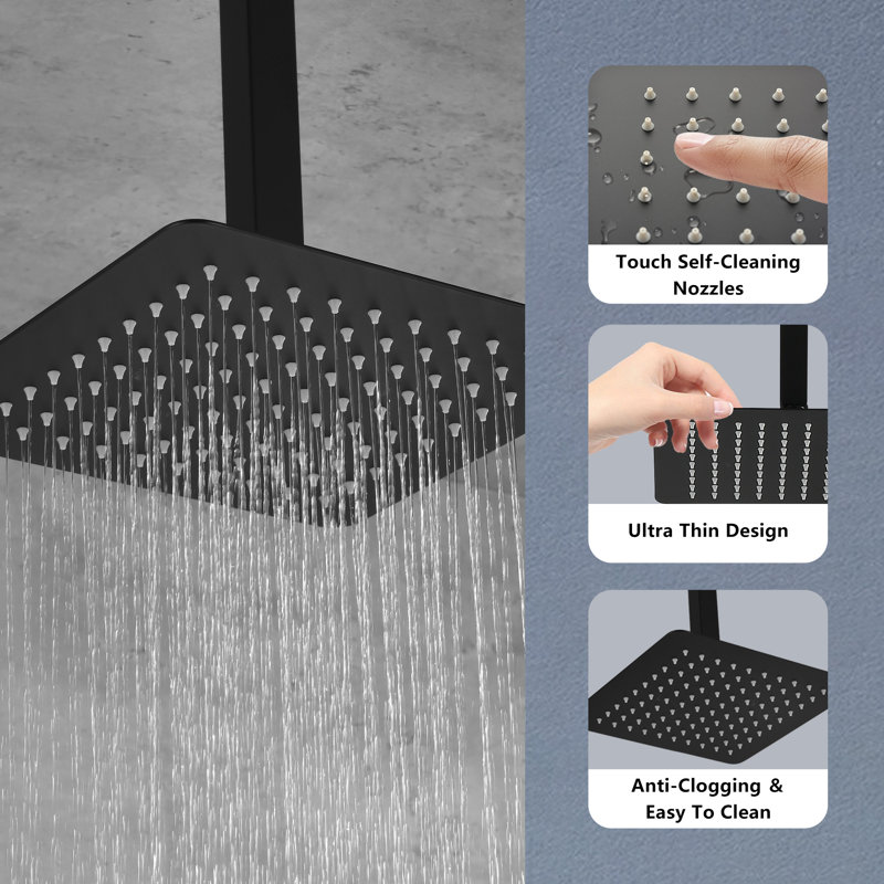 Rain Fixed Shower Head, Matte Black