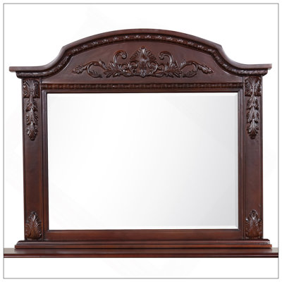 Framed Mirror With Rich Cherry Finish, Low Distortion Glass For Clear Reflections And Durable Engineered Wood Construction