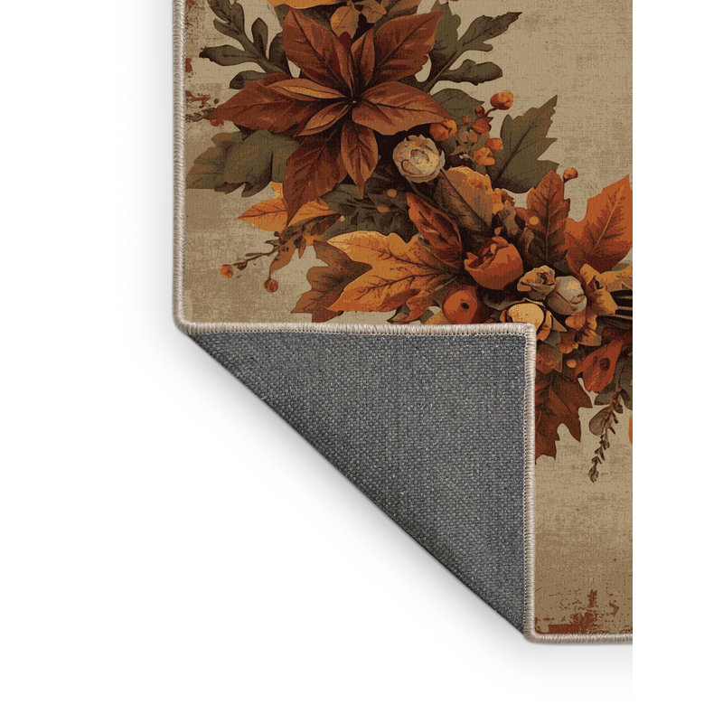 Tapis abstrait moelleux et moelleux à motif abstrait moderne et contemporain de couleur Thanksgiving - reliure beige, 5 x 8
