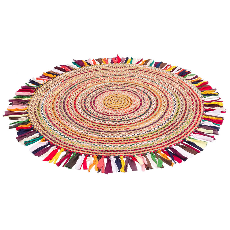 Premium Round Area Rug, 59.1 in Diameter | 50% Cotton / 50% Polyester, 1.6 lbs/sq ft | Flat Weave, No Pile | Easy to Clean with Vacuum & Spot Remover | Ideal for Living Room, Bedroom, and Dining Spaces