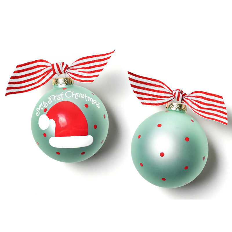 Ornement boule de verre my first christmas, Bleu