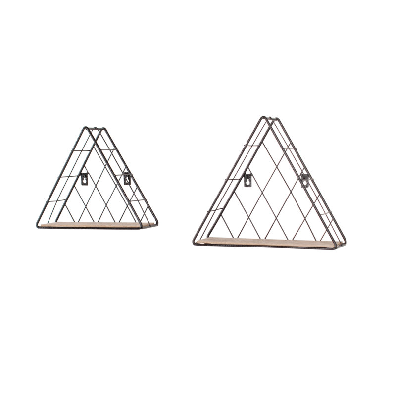 Clarisa 2 Piece Wall Shelf Set, Triangular Wire Design