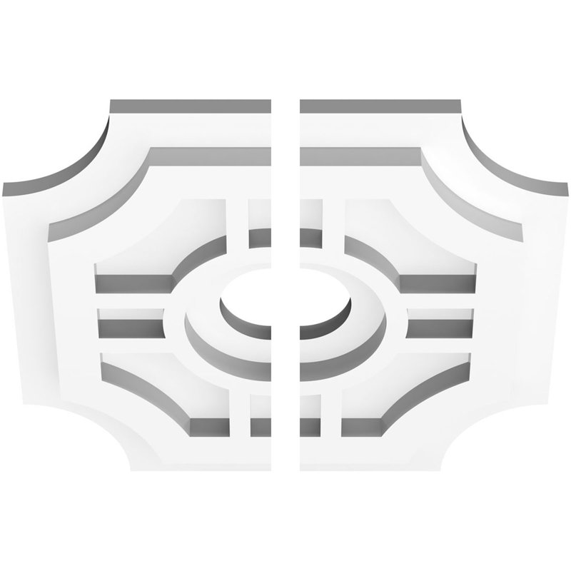 10"OD x 2"ID x 3"C x 1"P Haus Architectural Grade PVC Contemporary Ceiling Medallion, Two Piece, 1" H x 10" W x 10" D
