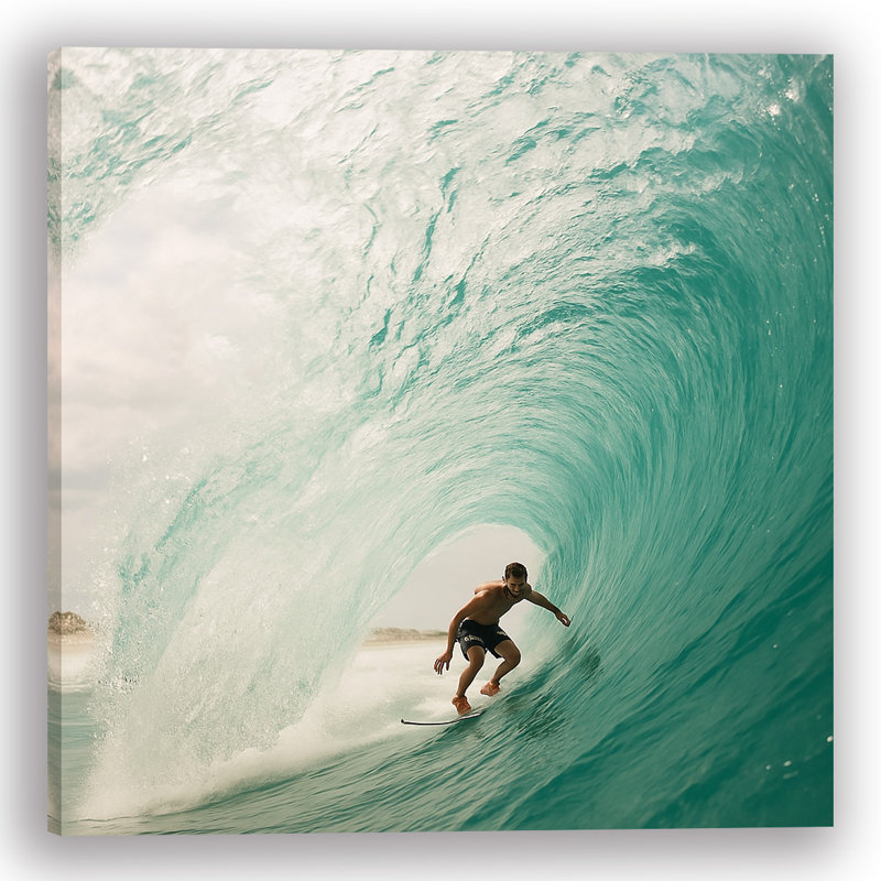 «Tube Rider - Surfer in the Curl», art mural sur toile