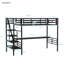 Structure de lit mezzanine en métal avec bureau, aucun sommier nécessaire, simple