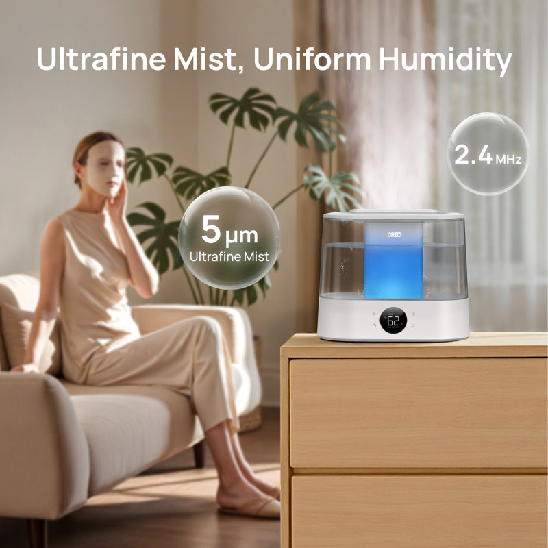 DREO Smart Humdifier For Bedroom, 4l Cool Mist Top-fill Ultrasonic Humdifier For Nursery Baby Room And Plants, 28db Whisper-quiet, 36h Runtime, Customizable Rgb Indicator Light, Essential Oil Aroma