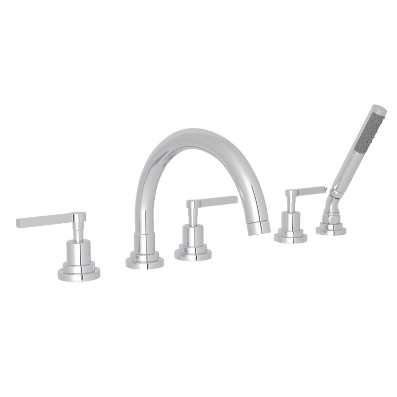 Lombardia® 5-Hole Deck Mount Roman Tub Faucet, Polished Chrome, Lever Handle