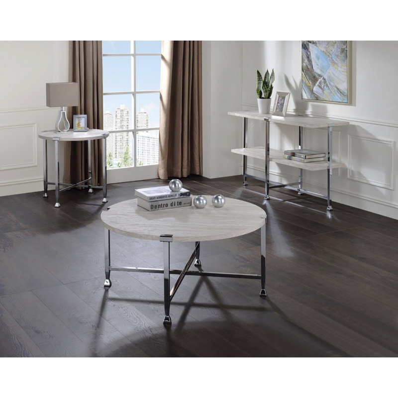 Table basse ronde avec cadre en métal