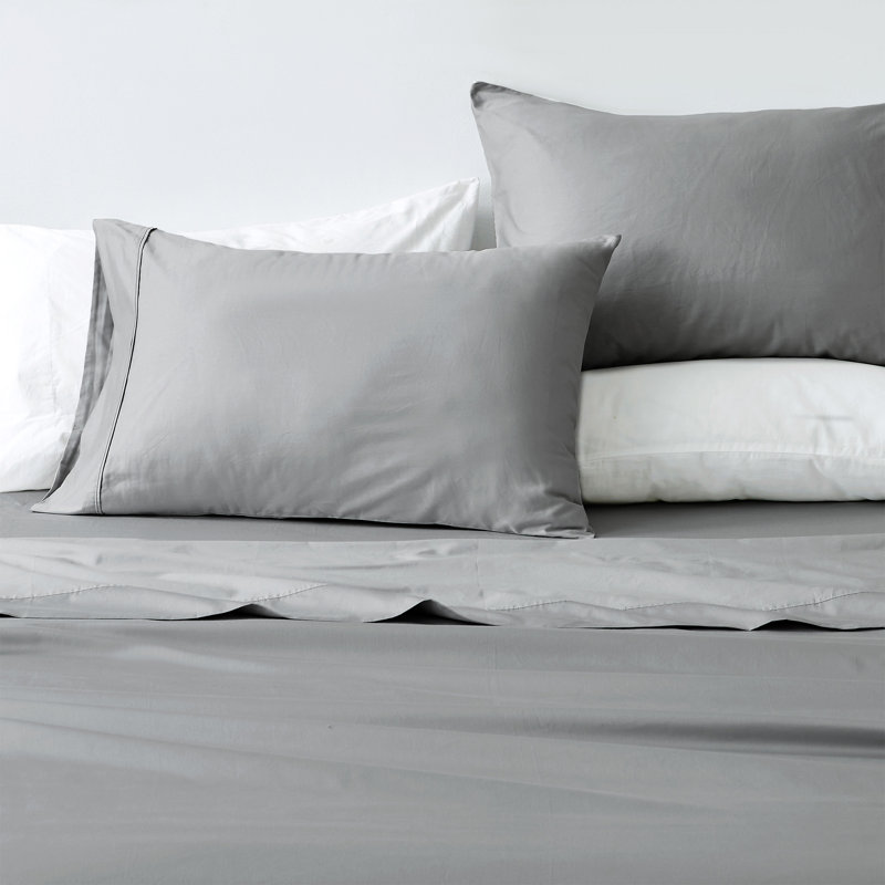 400 Thread Count 100% Cotton Sateen Sheet Set, Fog Gray, California King Sheet Set + 3 Additional Pieces