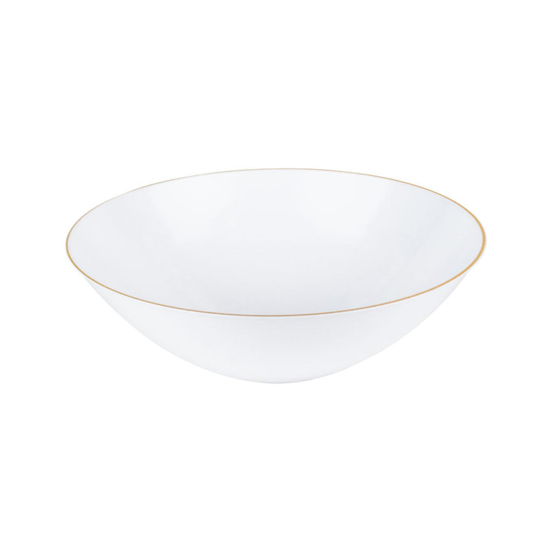 Bols ronds en plastique blanc 16 oz avec bordure dorée 70 invités Ecoqualité