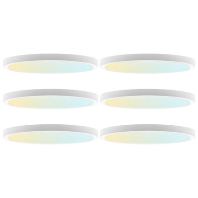  9 po Luminaire DEL encastré, montage en surface, 5CCT, 1500 lumens, CRI90, faisceau de 110 °, 18 W, à intensité variable, homologué Wet et homologué UL, paquet de 6 moulures rondes