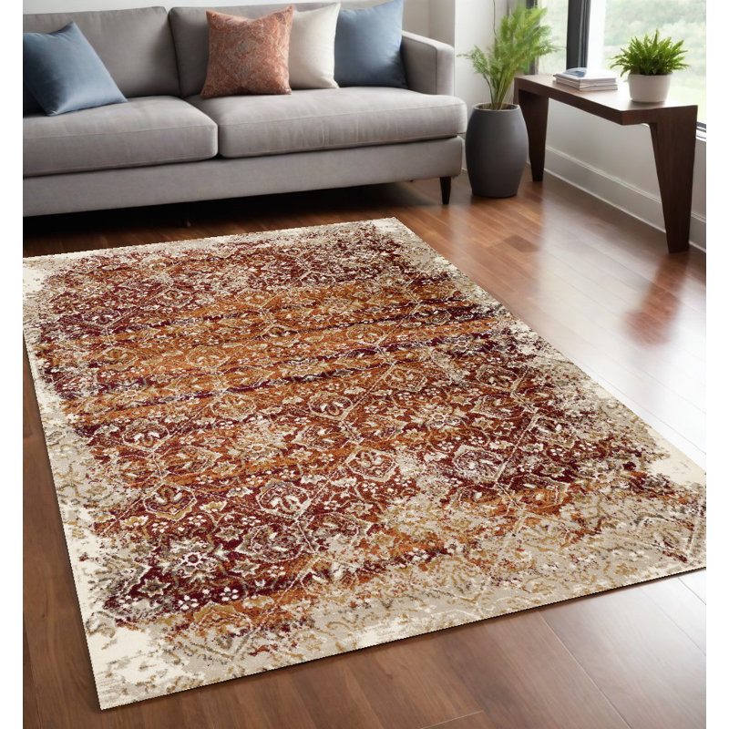 Tapis de couloir oriental 8 pi rouille, Rectangle de 5 pi x 8 pi