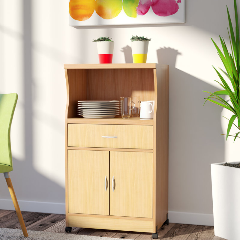 Aishia 43.3'' H x 22.4'' W Kitchen Cart with Wheels, Beech