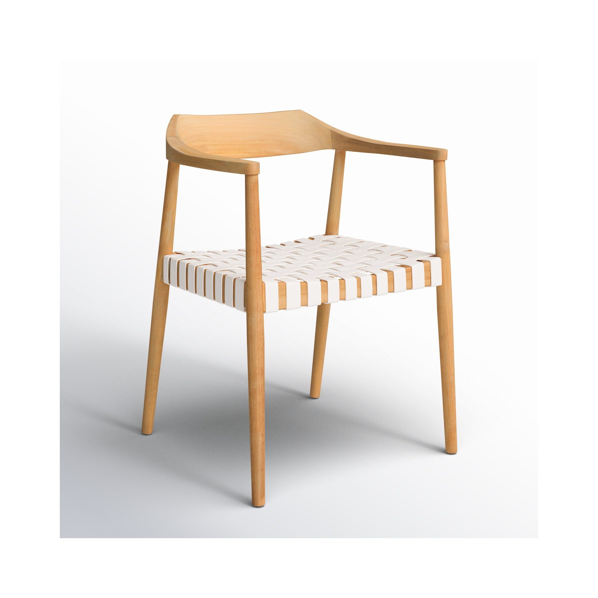 Noreen Accent Chair, White Genuine Leather, Natural