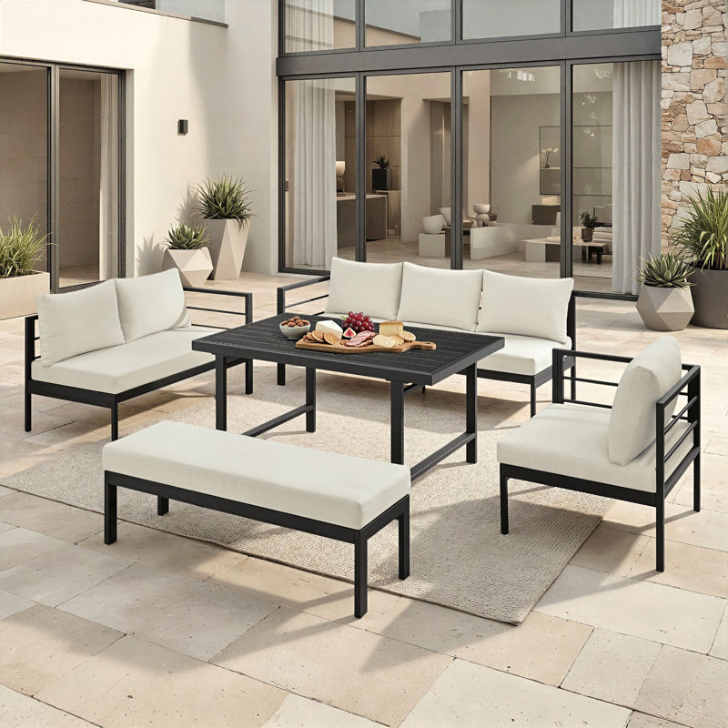 Adamski 8 - Person Metal Outdoor Sectional Seating Group With Cushions