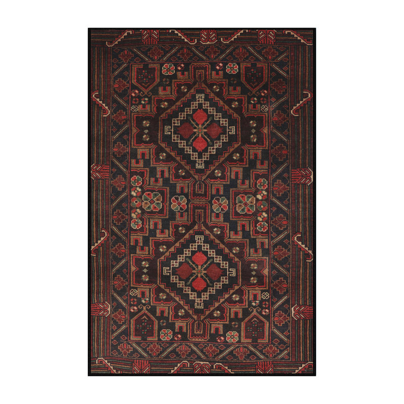 Tapis traditionnel mehroon/noir/crème, Rectangle 8 pi x 10 pi