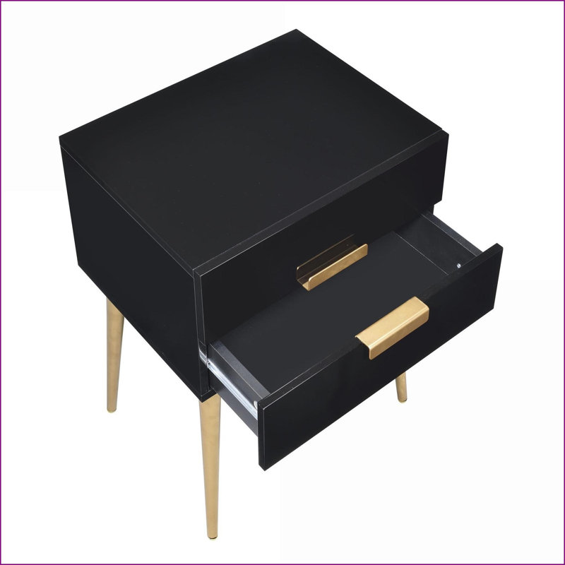 Espresso rétro & amp; Table basse blanche avec pieds fuselés en bois, surface facile à nettoyer et amp; Tiroirs lisses