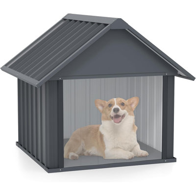 Niche pour chien 36 po avec rideau résistant aux intempéries - Abri durable pour chiens de taille moyenne à grande
