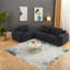 Canapés modernes à structure en acier noir, tissu en velours côtelé, mobilier d'appoint peu encombrant