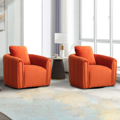 Fauteuil demi-tonneau pivotant en velours surdimensionné 30 po Deriah