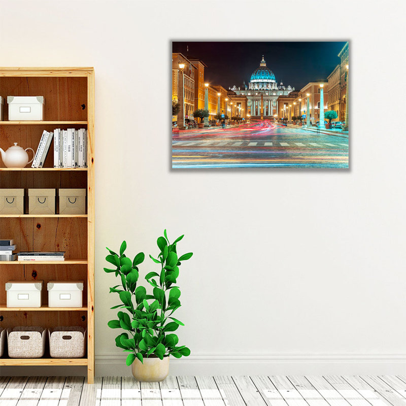 Place Saint-Pierre, Rome, Italie - reproduction d'art sur toile, H 45 po x l 60 po