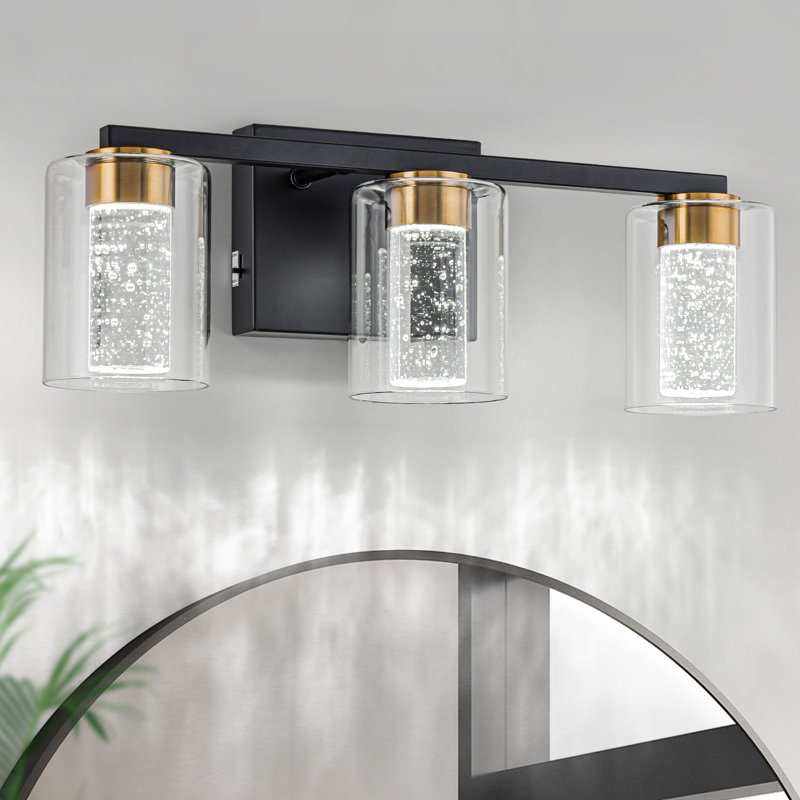 Éclairage pour salle de bain à DEL Nithusha, 3, Noir mat / Or