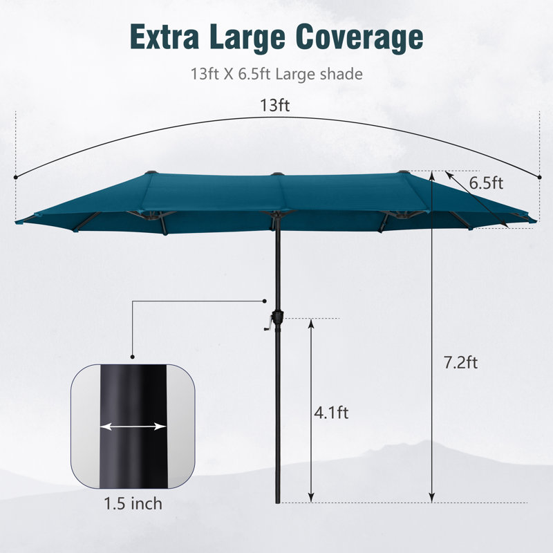 Parasol de marché rectangulaire 13 pi Aletse, Cerulean