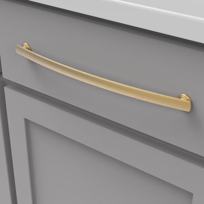 American Diner Collection Arch Pull - 12" Center to Center Cabinet Pull Brushed Golden Brass - Transitional, Traditional Hardware for Drawers & Cabinets