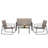 4-Piece PVC-coated polyester Outdoor Patio Sofa Set With Adjustable Feet, Metal Frame & Black Tempered Glass Coffee Table