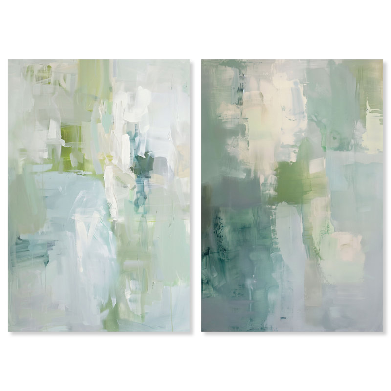Ensemble de décorations murales sauge "Mossy Patches Duo" par Art Remedy, galerie tendue, 20 x 30, H 30 po x l 20 po