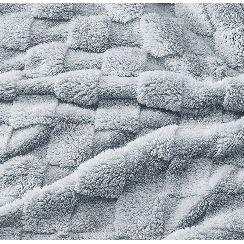 Couverture molletonnée douillette texturée, Gris clair