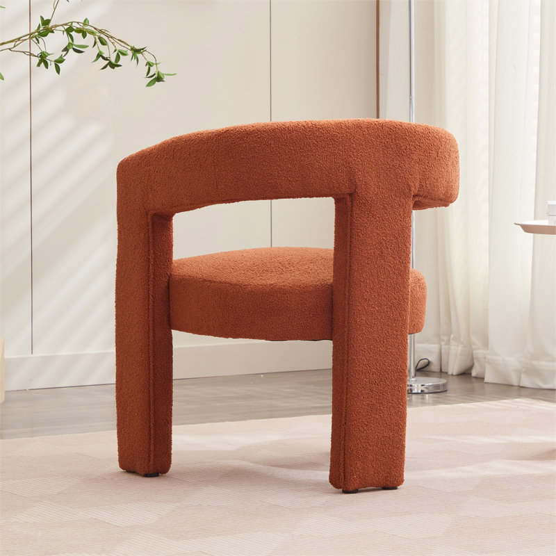 Sherpa Upholstered Barrel Dining Chair with Arms, Modern Accent Chair