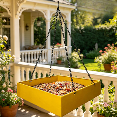 All-Metal Platform Bird Feeder For Outdoors, Large 3.5 Lb Capacity, Durable Chew-Resistant Design For Year-Round Wild Bird Feeding