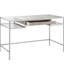 Bureau d'écriture en métal argenté et verre trempé, tiroir de finition pour bureau personnel chic avec plateau en verre