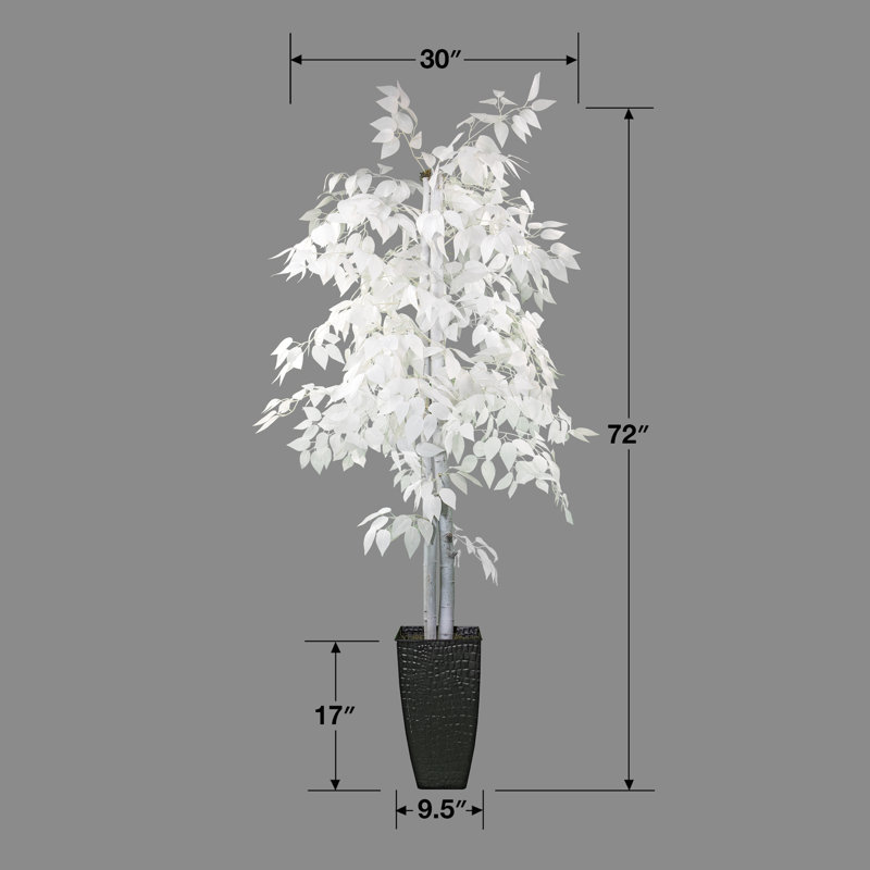 72'' Faux Ficus Tree in Metal Pot