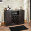 Étagère à vin pour 18 présentoirs - porte-gobelet, bois composite, armoire tendance avec couvercle pour 18 bouteilles