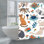 Rideaux de douche Playful Cats & Floral, 71 × 71