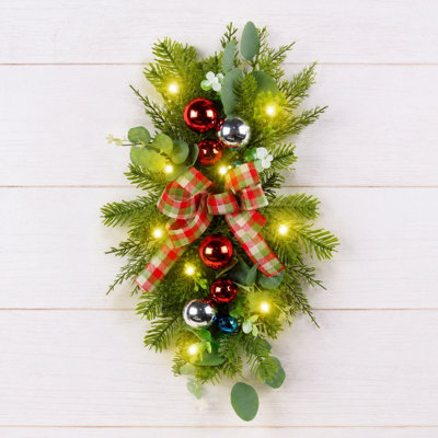 Guirlande lumineuse artificielle de Noël en forme de larme pour porte d'entrée