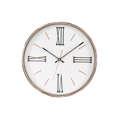 Clocks, 14" Round, Wall Clock, Gold Frame, Transitional