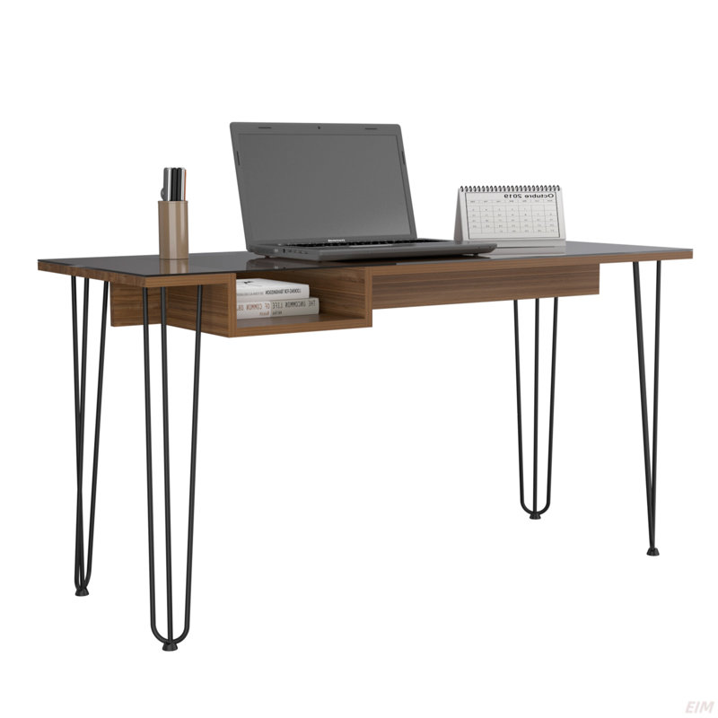Bureau d'écriture Kira moderne avec pieds en métal, bureau minimaliste pour bureau à domicile