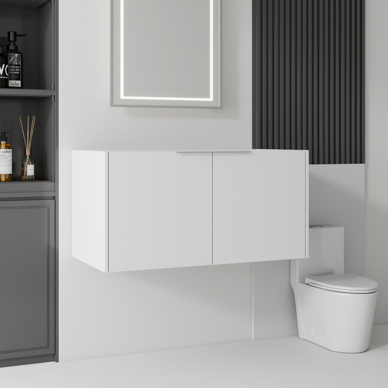 36, armoire de meuble-lavabo flottant, contreplaqué, White, 36" W