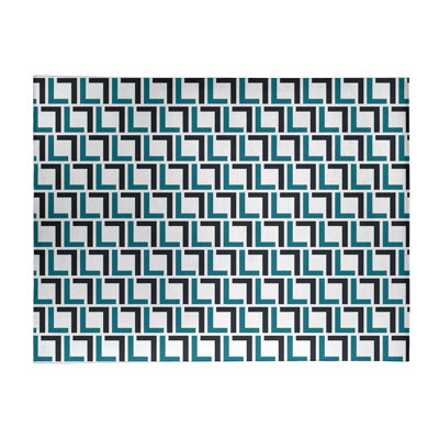 Tapis rond noir / vert à motif géométrique