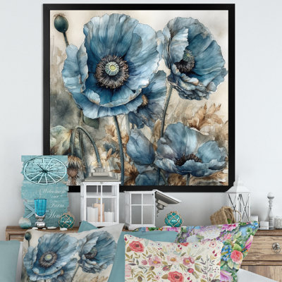 «Blue Poppy Serenity» sur impression sur toile