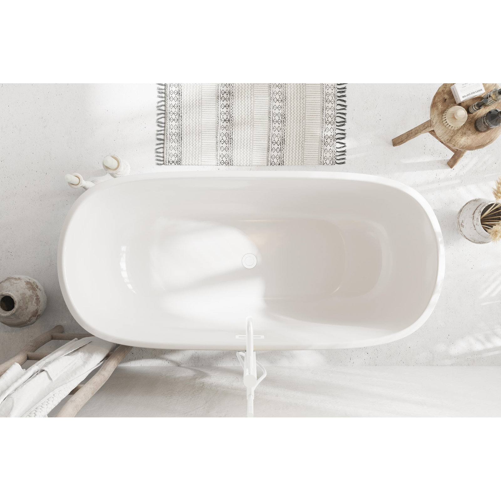 Chaylynn 59'' Soaking Acrylic Bathtub, Polished White