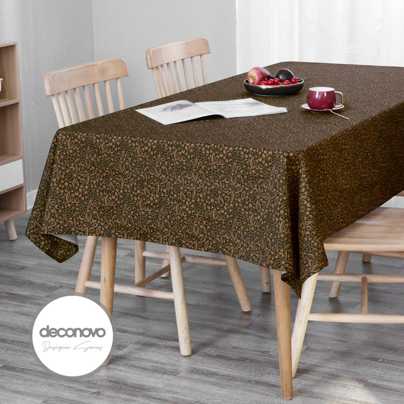 Rectangle Polyester Tablecloth, Brown, 140cm W x 240cm L