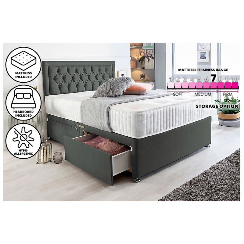 Alger Pocketsprung Divan Bed Set, Double (4'6)