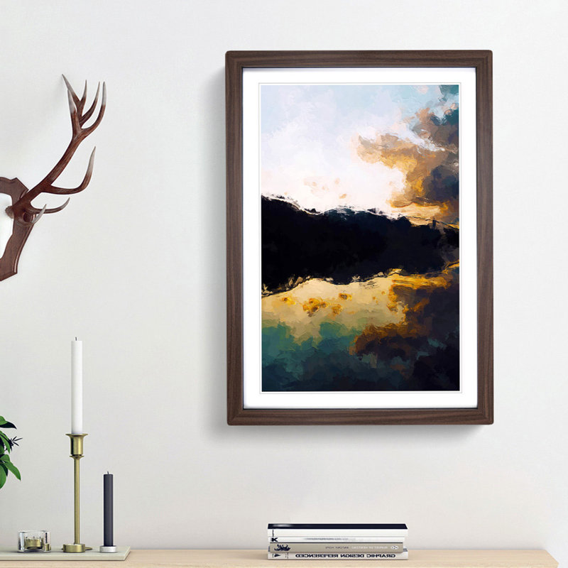 Reflection of the Clouds & Mountains - Picture Frame Painting Print, 36cm H x 27cm W x 2cm D, Walnut Framed