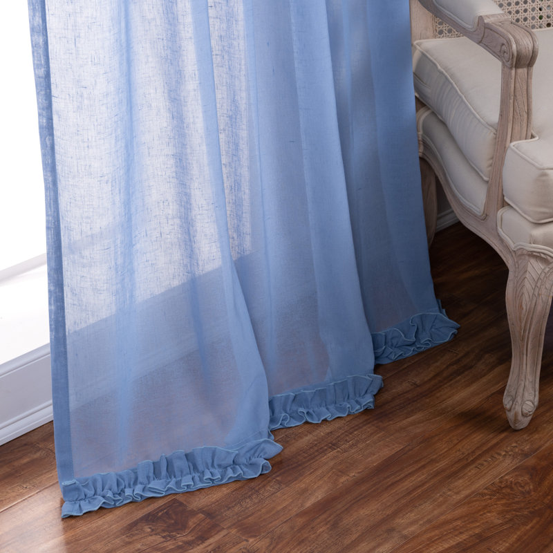 Paire de rideaux semi-transparents avec passe-tringle Raphaelle, Ciel