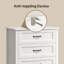 Ensemble de meubles de chambre à coucher comprenant un cadre de lit Queen rembourré beige avec tête de lit DEL RVB et station de recharge, 2 commodes blanches à 5 tiroirs
